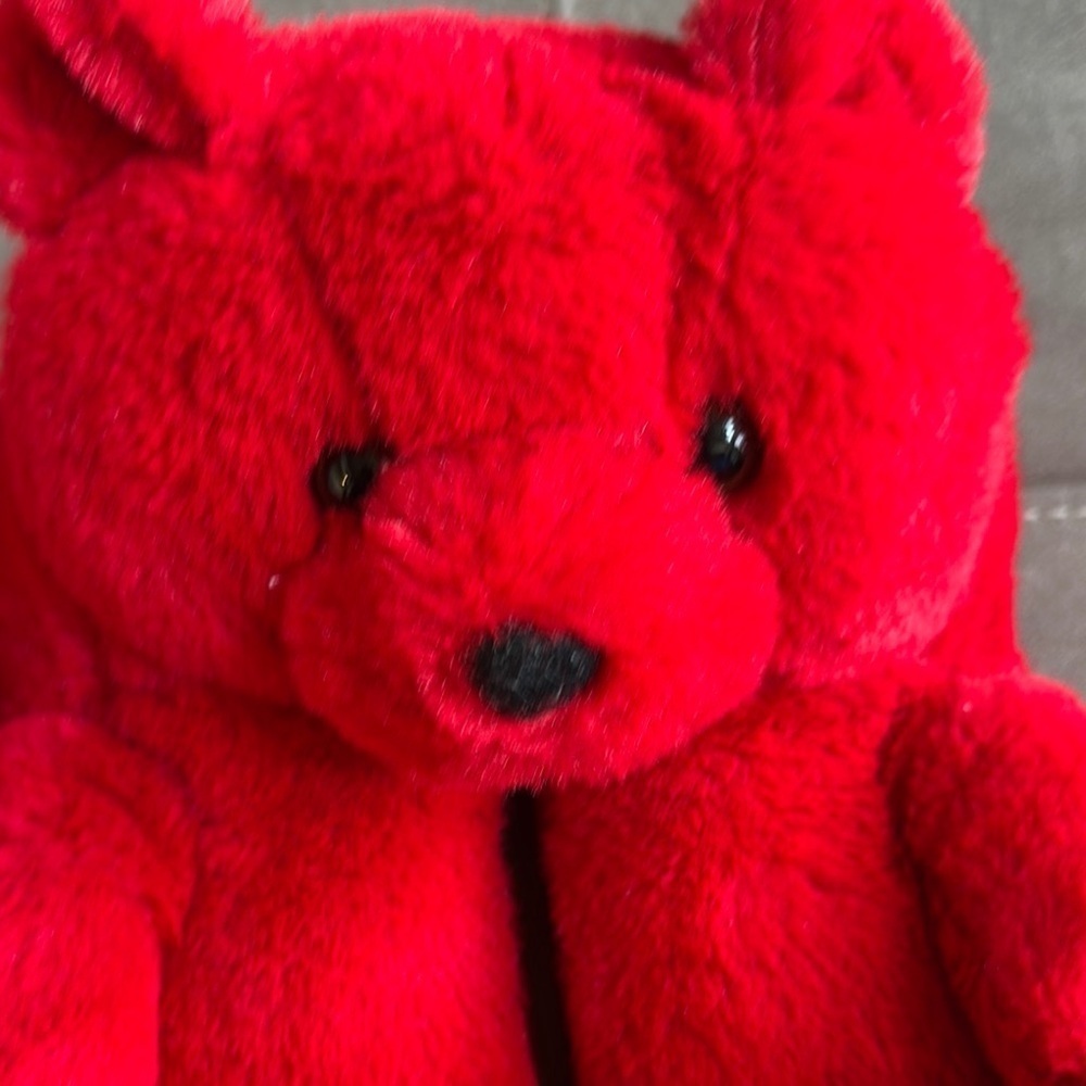 Vibrant Red Plush Bear - Picture 3 of 8